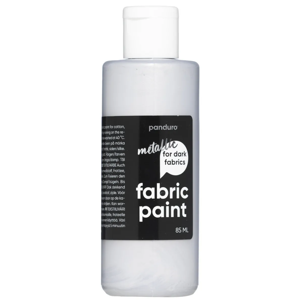 Panduro Fabric Paint Fabric Paint 85 ml – silvermetallic, täckande textilfärg för mörkt tyg | Textilfärger