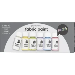 Panduro Fabric Paint Fabric Paint set 6×50 ml, textilfärger i pastellfärger för ljust tyg | Textilfärger