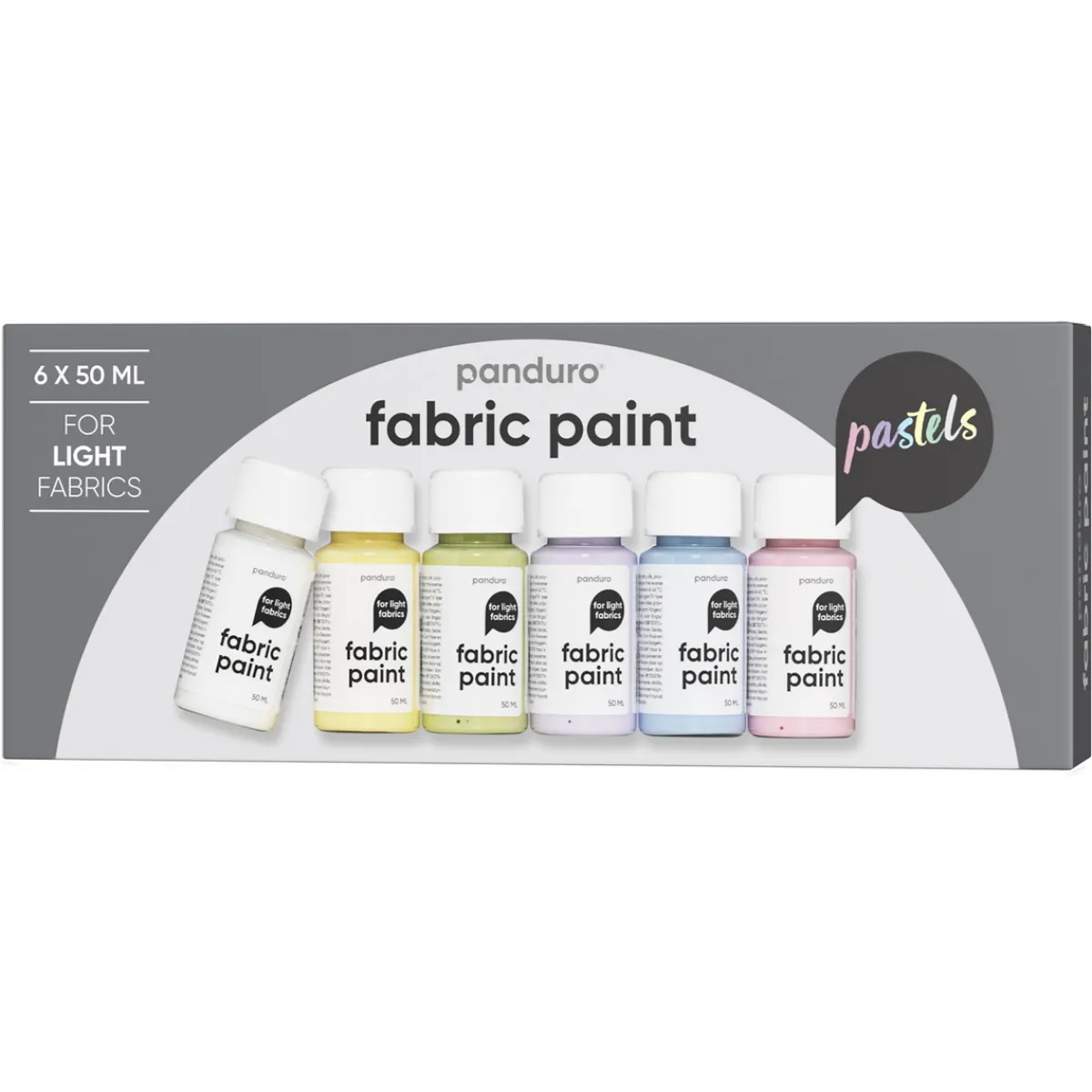 Panduro Fabric Paint Fabric Paint set 6×50 ml, textilfärger i pastellfärger för ljust tyg | Textilfärger