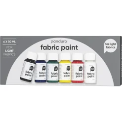 Panduro Fabric Paint Fabric Paint set 6×50 ml, textilfärger i basfärger för ljust tyg | Textilfärger