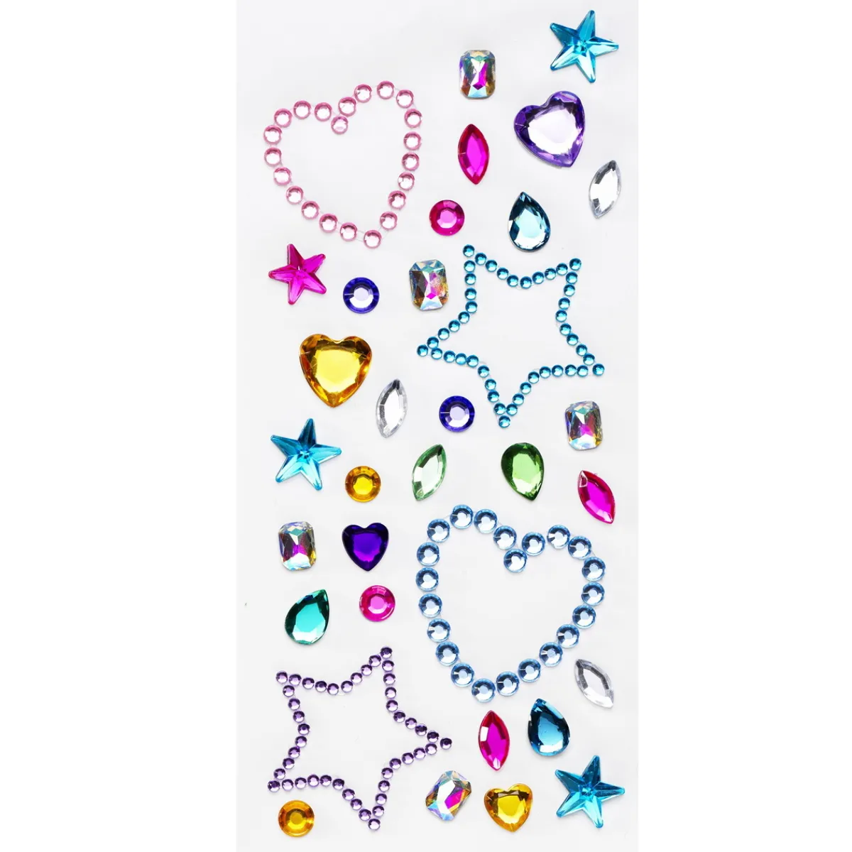 Panduro Hobby Face Jewels Happy Diamonds – 34 stora och små ansiktssmycken, hjärtan och stjärnor | Barn Ansikts- Och Nageldekor