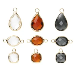 Panduro Jewellery Fasetterade glashängen i naturfärger, 9 st. i 3 olika former