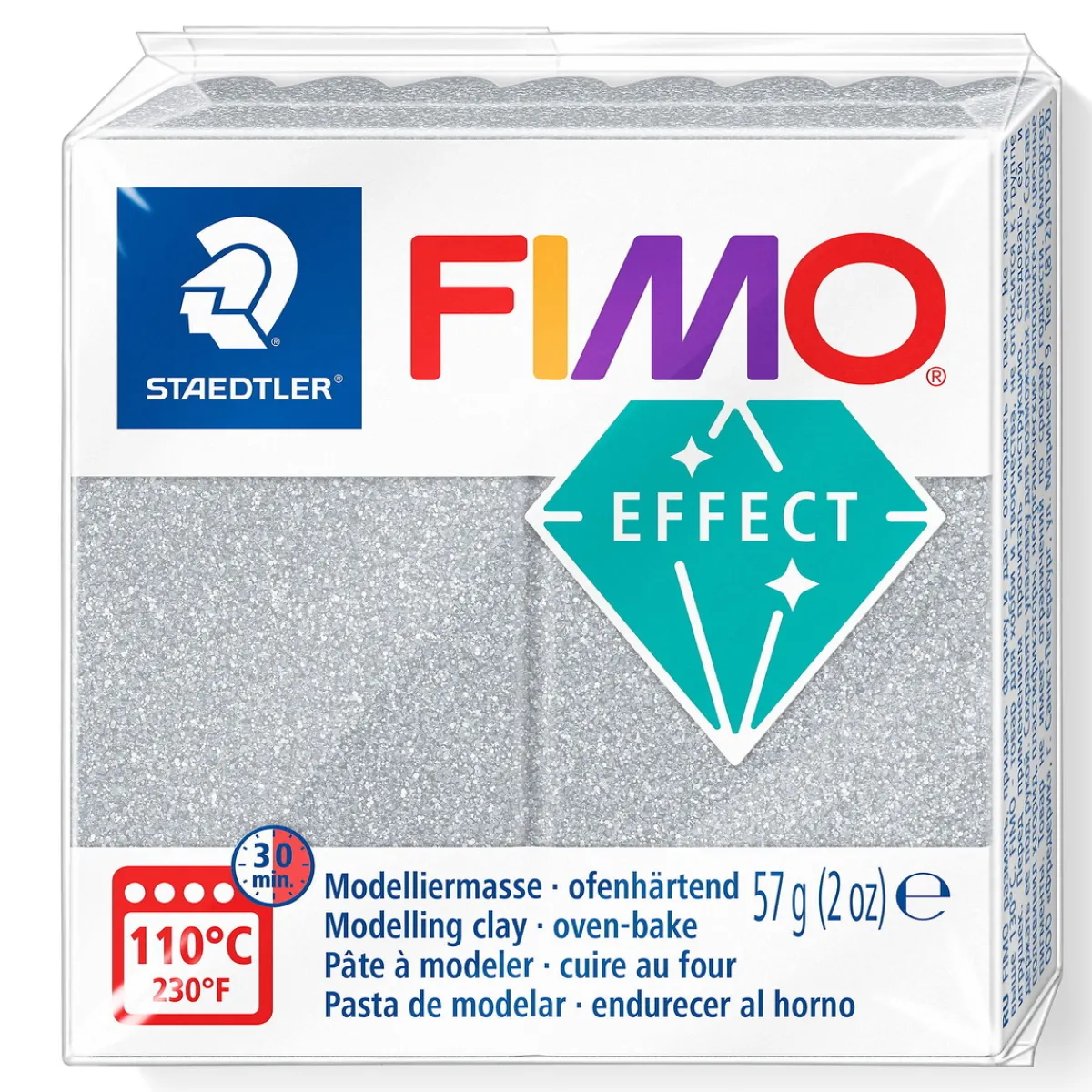FIMO effect glitter modellera 57 g – silver 812 | Fimolera