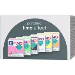 Panduro Hobby Fimo Effect 6×57 gram Fimo-lera i livligt mixade färger | Fimolera