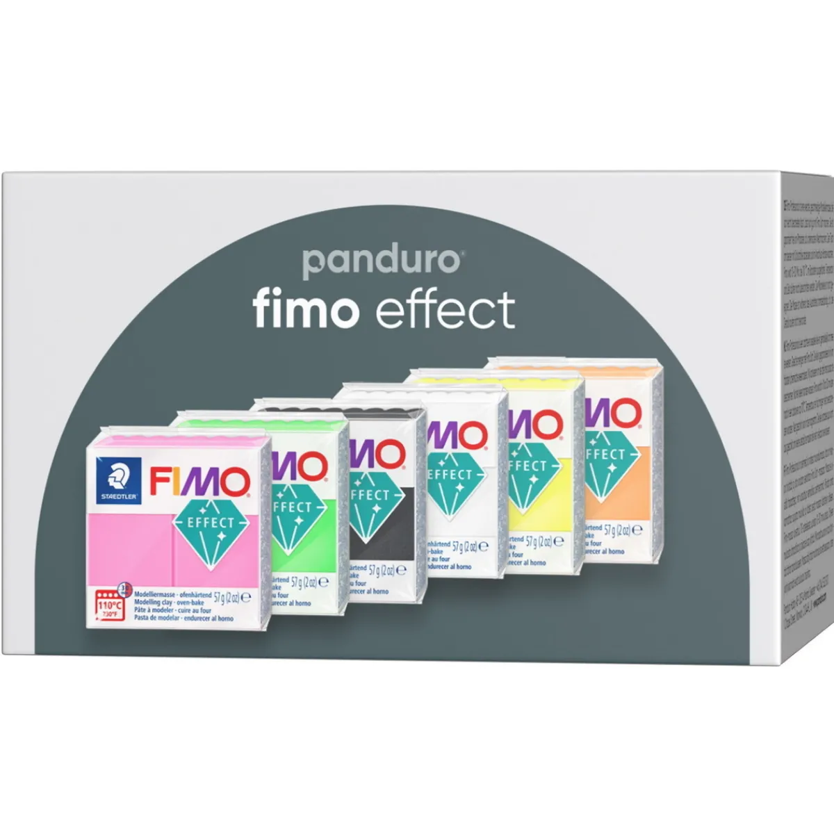 Panduro Hobby Fimo Effect 6×57 gram Fimo-lera i livligt mixade färger | Fimolera