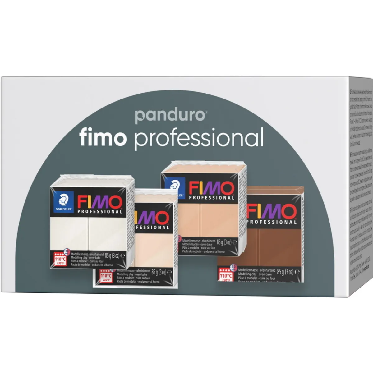 Panduro Hobby Fimo Professional 4×85 gram Fimo-lera – porslin, beige, sand och brun | Fimolera