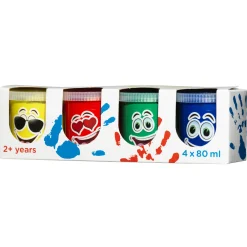 Barn Creative Colors Fingerfärg 4×80 ml i klassiska basfärger – blå, gul, röd och grön