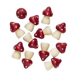 Panduro Hobby Flugsvampar av trä med målad hatt, 12-pack. Höjd 30 mm, hatt Ø20 mm | Trä