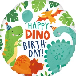 Barn Amscan Folieballong Ø45 cm – dinosaurierna önskar Happy dino birthday!