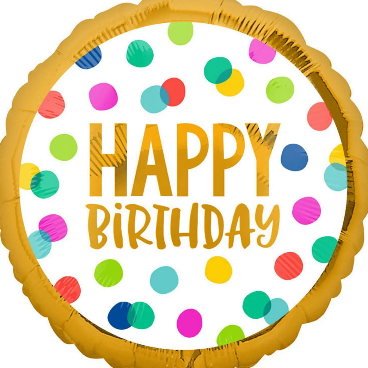 Barn Amscan Folieballong Ø45 cm – färgglada prickar med texten Happy birthday