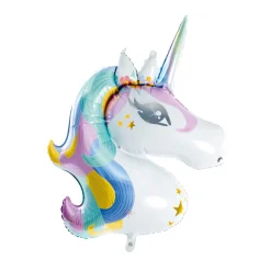 PartyDeco Folieballong 90 cm hög unicorn / enhörning med detaljer i metallic | Barn Ballonger