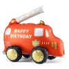 Barn PartyDeco Folieballong stående brandbil, 67×53 cm – med texten "happy birthday"