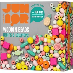 Barn Panduro Hobby 450 färgglada träpärlor – frukt & slickepinnar