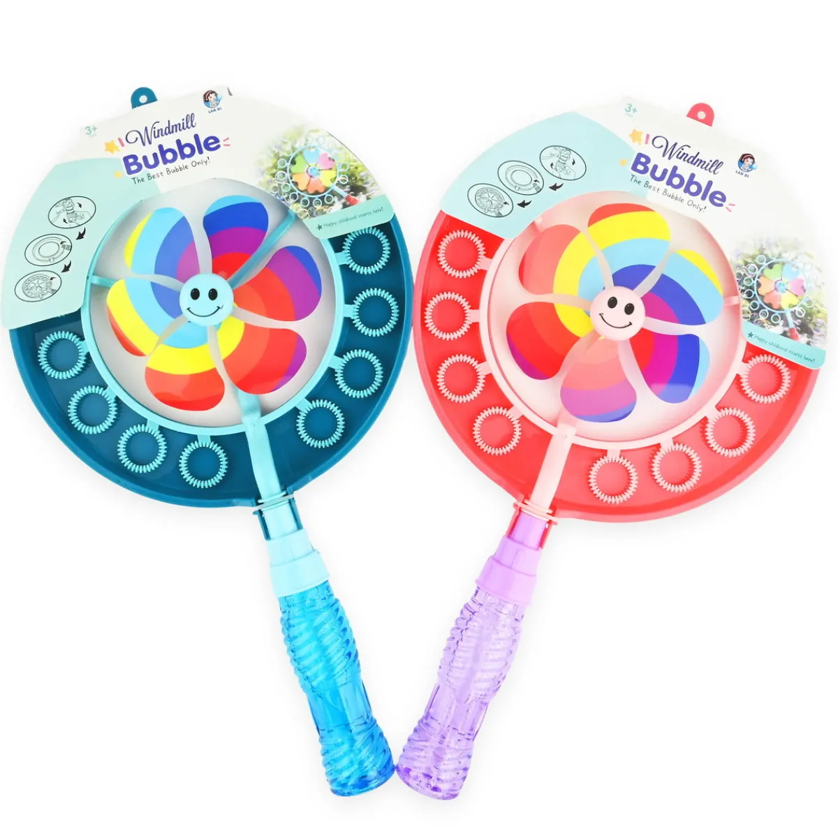 Barn Robetoy Färgglad vindsnurra med såpbubblor – spring som vinden! L. 40,5 cm. Pris per styck