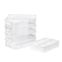 Panduro Hobby Förvaringslådor, 4 st. påbyggnadsbara. 27×17,5×24 cm, 2 med innerfack, 1 med lock
