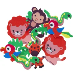 Panduro Hobby Funky Foam självhäftande dekorgummi glittrande vilda djur, 60 st. | Barn Funky Foam