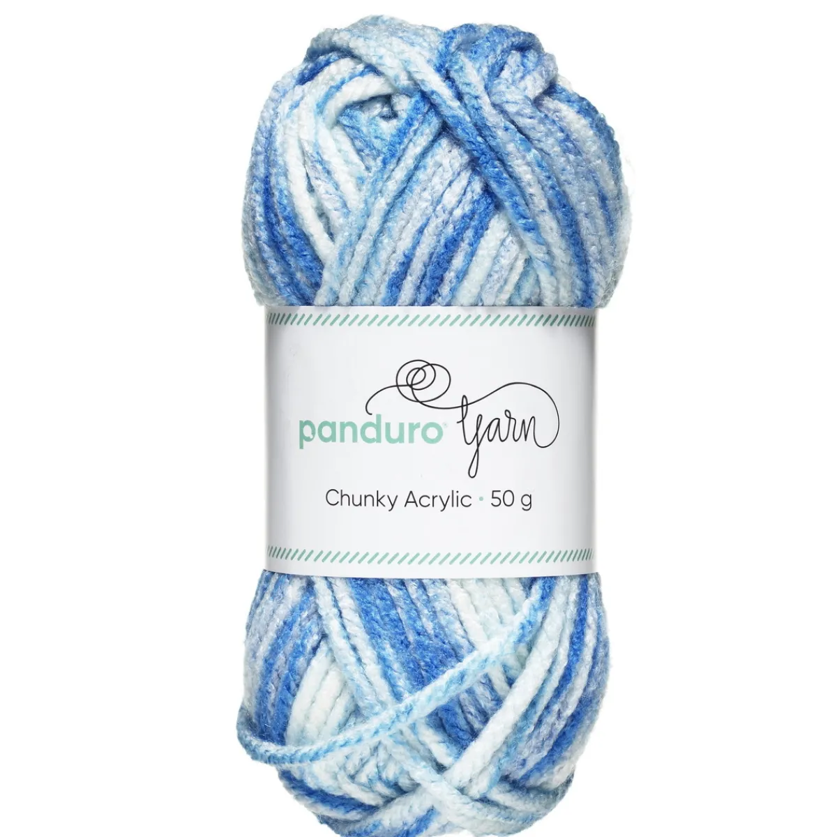 Panduro Yarn Garn Chunky Acrylic 50g white to blue multi
