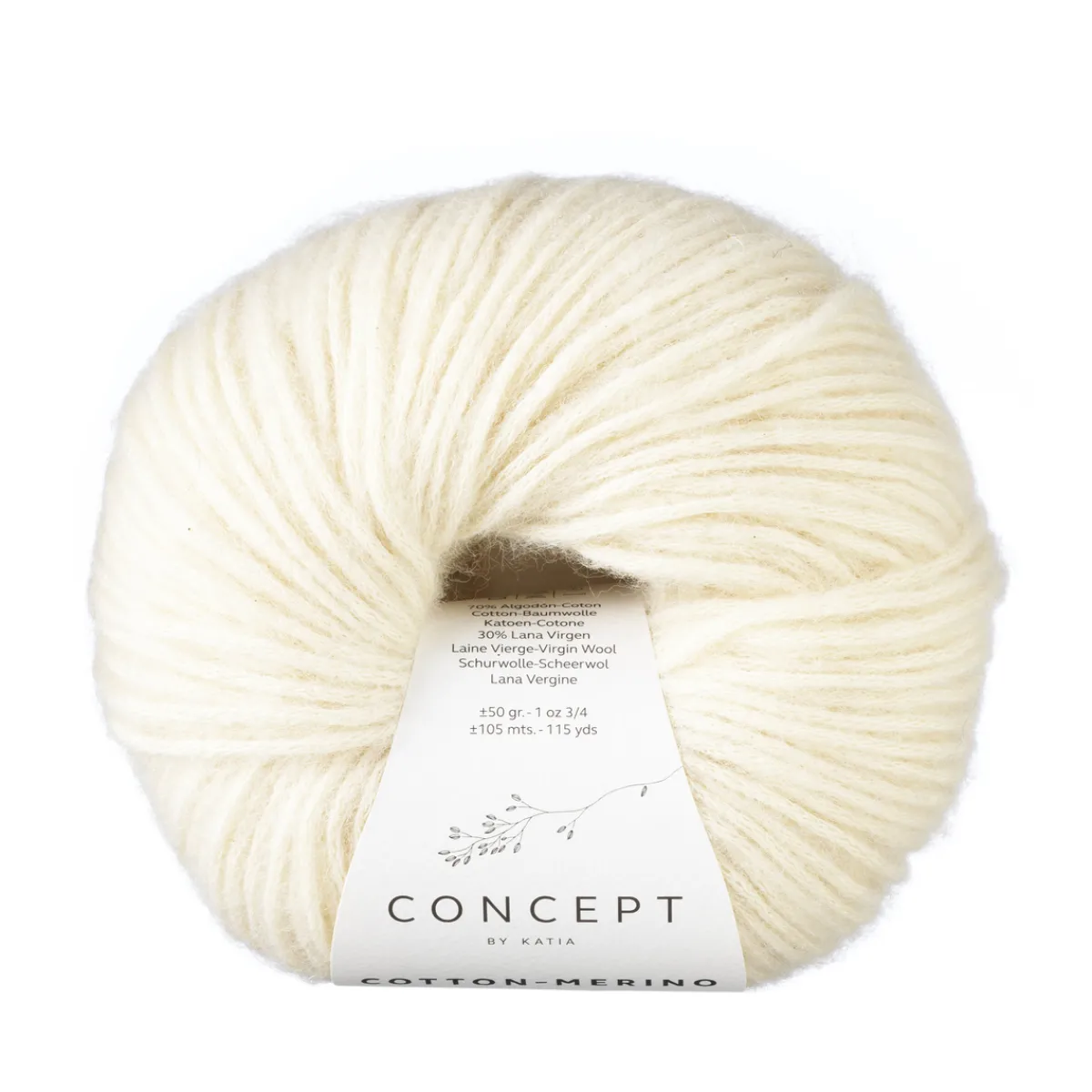 Katia Garn Cotton Merino 50g natur 100 | Blandgarner
