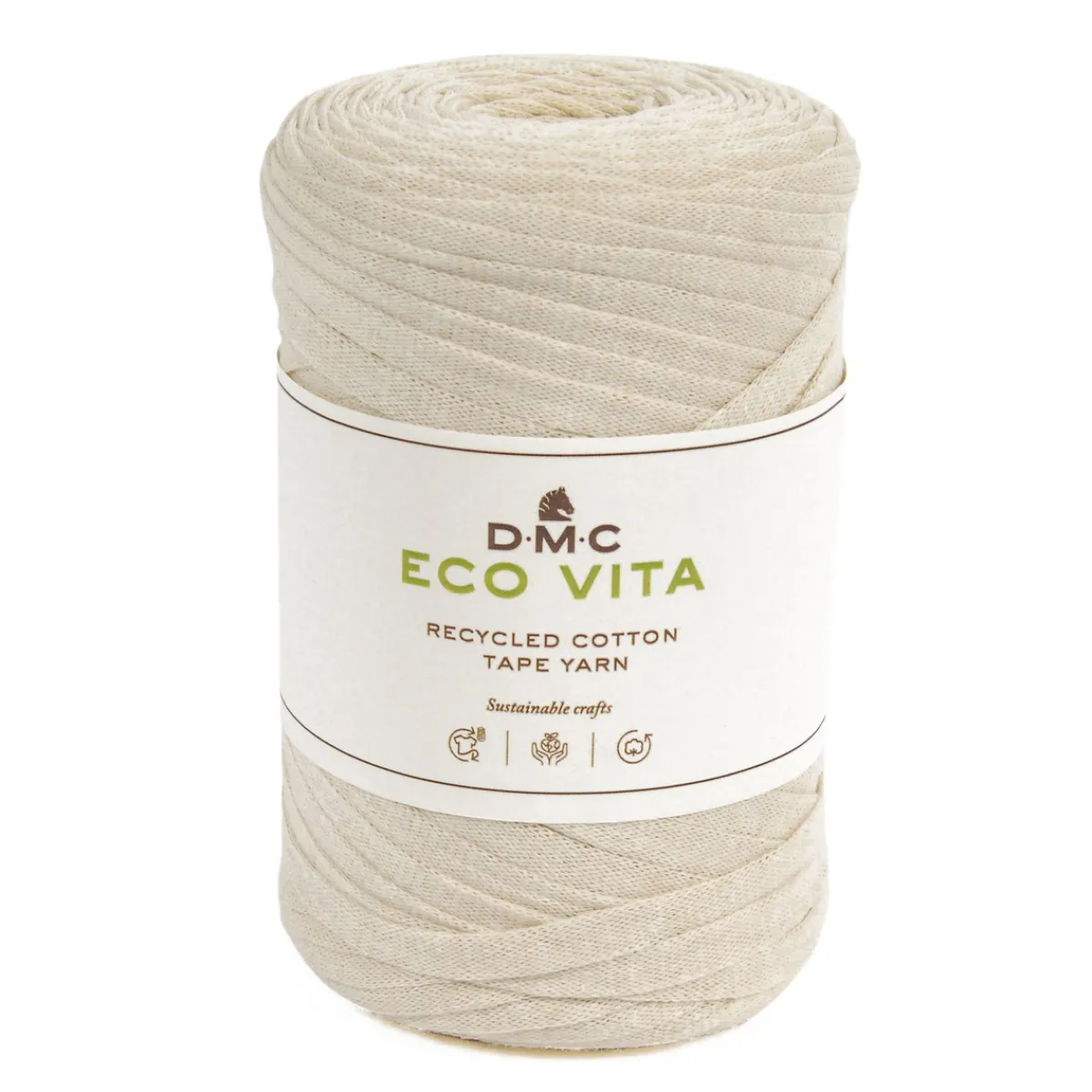 DMC Garn Eco Vita Tape Yarn bandgarn 250g beige | Bomullsgarn