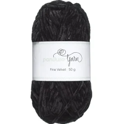 Panduro Yarn Garn Fine Velvet 50g svart – sammetslent och himmelskt mjukt garn