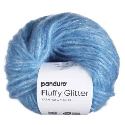Panduro Yarn Garn Fluffy Glitter 50g blå | Akrylgarn