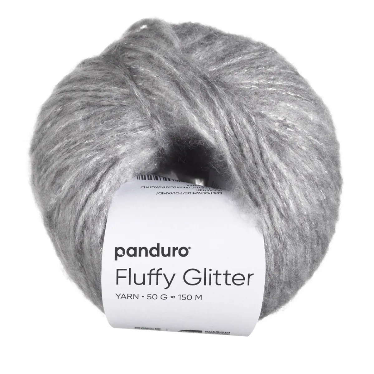 Panduro Yarn Garn Fluffy Glitter 50g grå | Akrylgarn