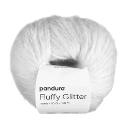 Panduro Yarn Garn Fluffy Glitter 50g vit | Akrylgarn
