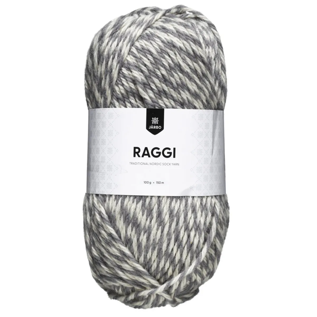 Järbo Garn Raggi 100g grå/vit – Graystone mouliné 1515 | Ullgarn