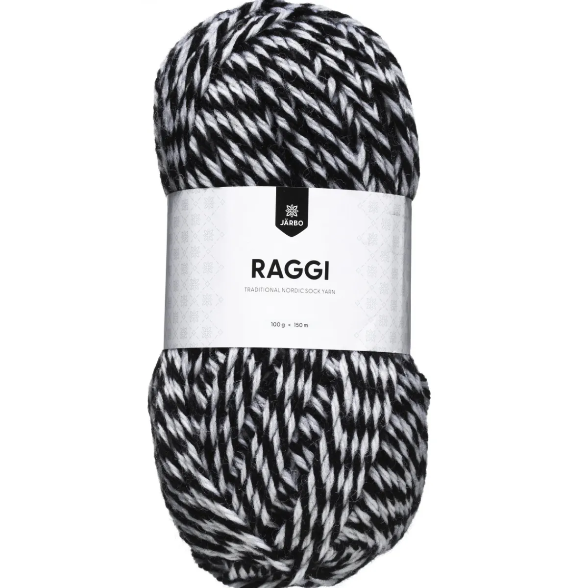 Järbo Garn Raggi 100g svart/vit – Black & white mouliné 1568