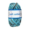 Järbo Garn Soft Cotton 50g multi turkos – 8880 Turquooise/brown print