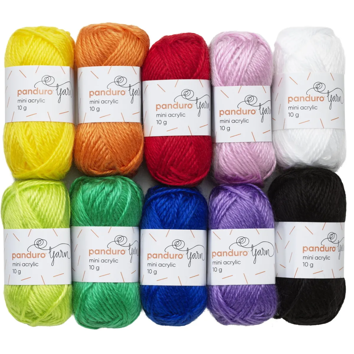 Panduro Yarn Garn mininystan av 100% akryl, 10×36 meter i basfärger