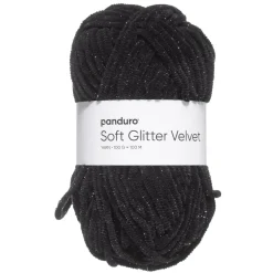 Panduro Yarn Garn Soft Glitter Velvet 100g svart | Akrylgarn