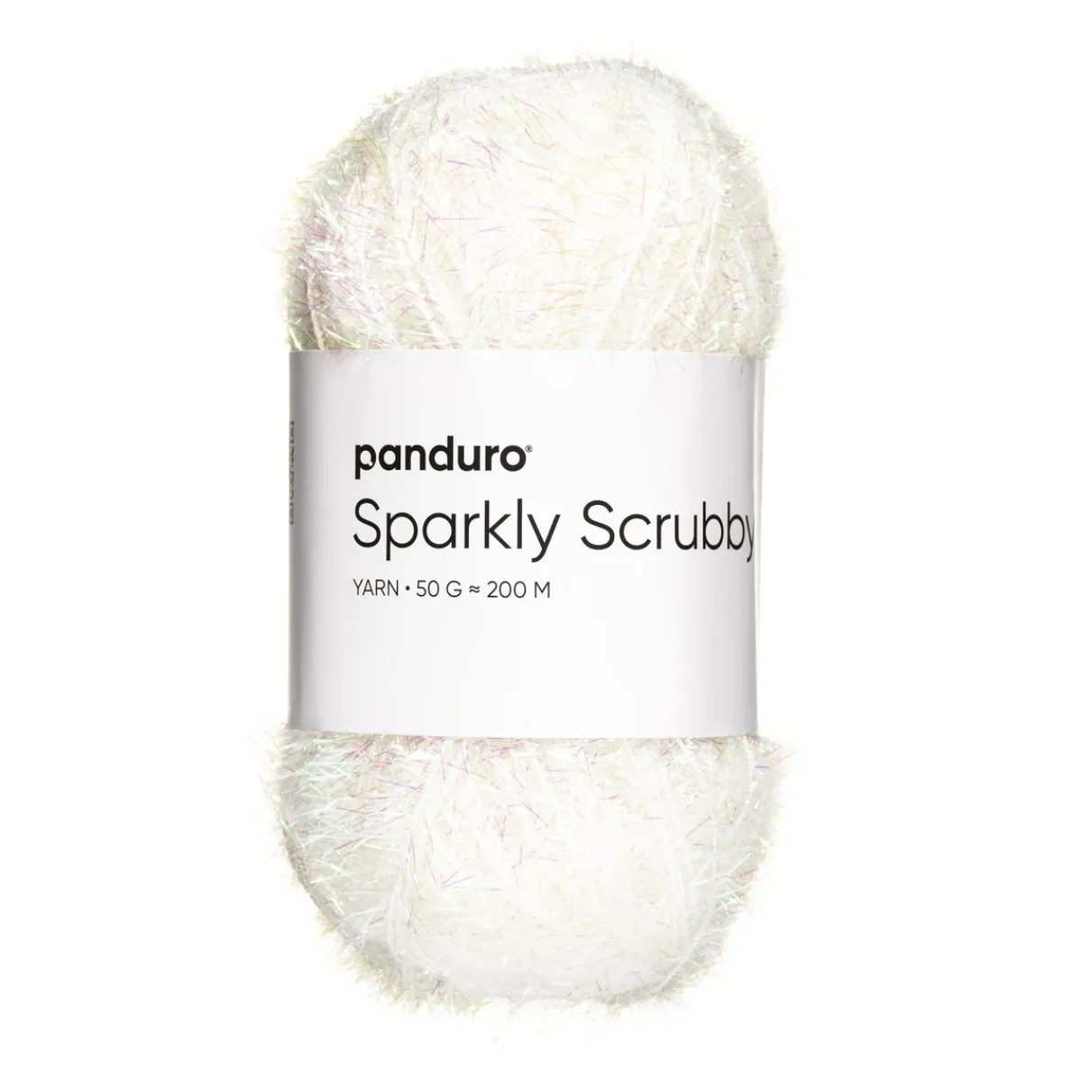 Panduro Yarn Garn Sparkly Scrubby 50g vitt iriserande & färgskiftande | Akrylgarn