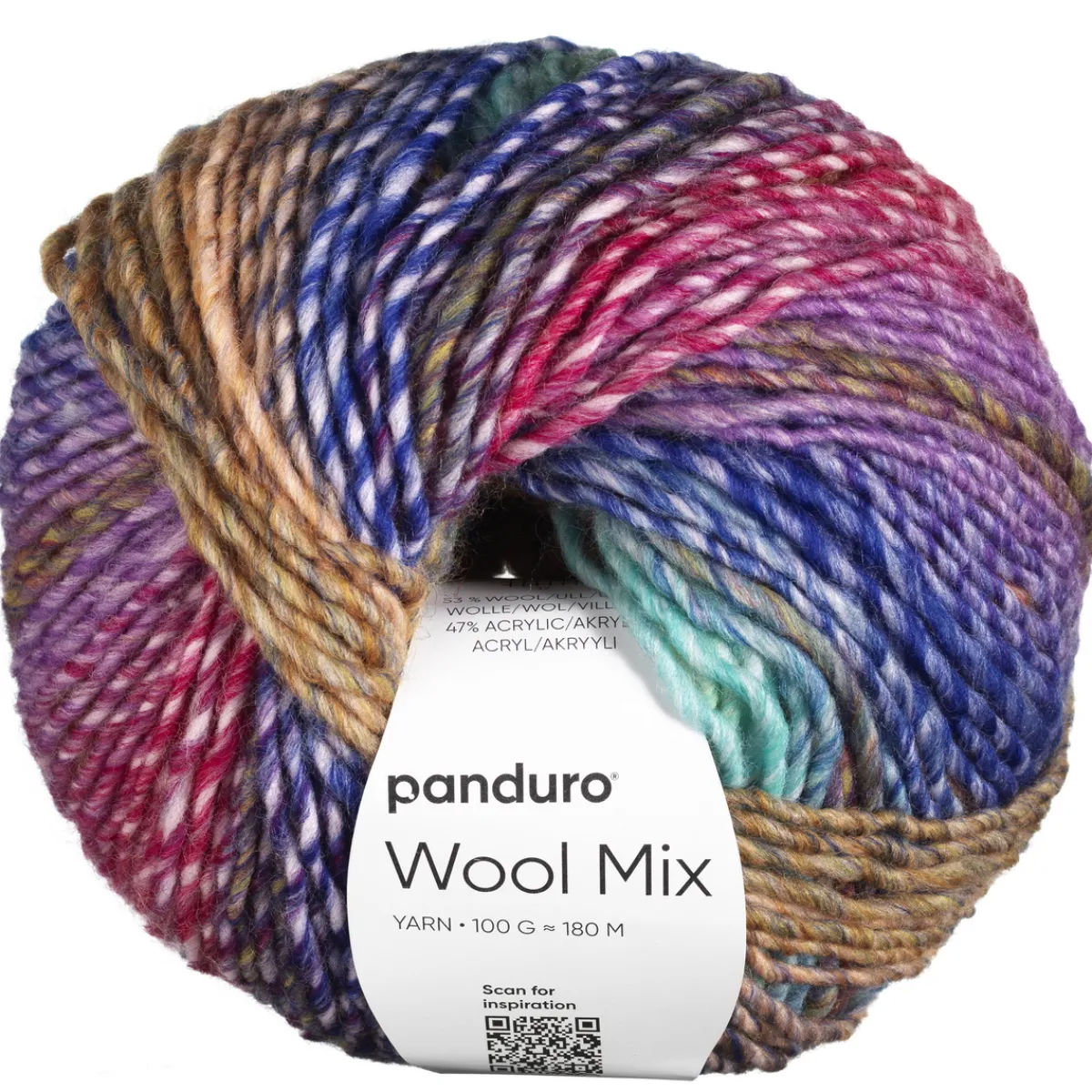 Panduro Yarn Garn Wool Mix 100g regnbåge