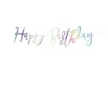 PartyDeco Girlang med "Happy Birthday" i iriserande färg – 62×16,5 cm text på 200 cm snöre | Barn Festartiklar