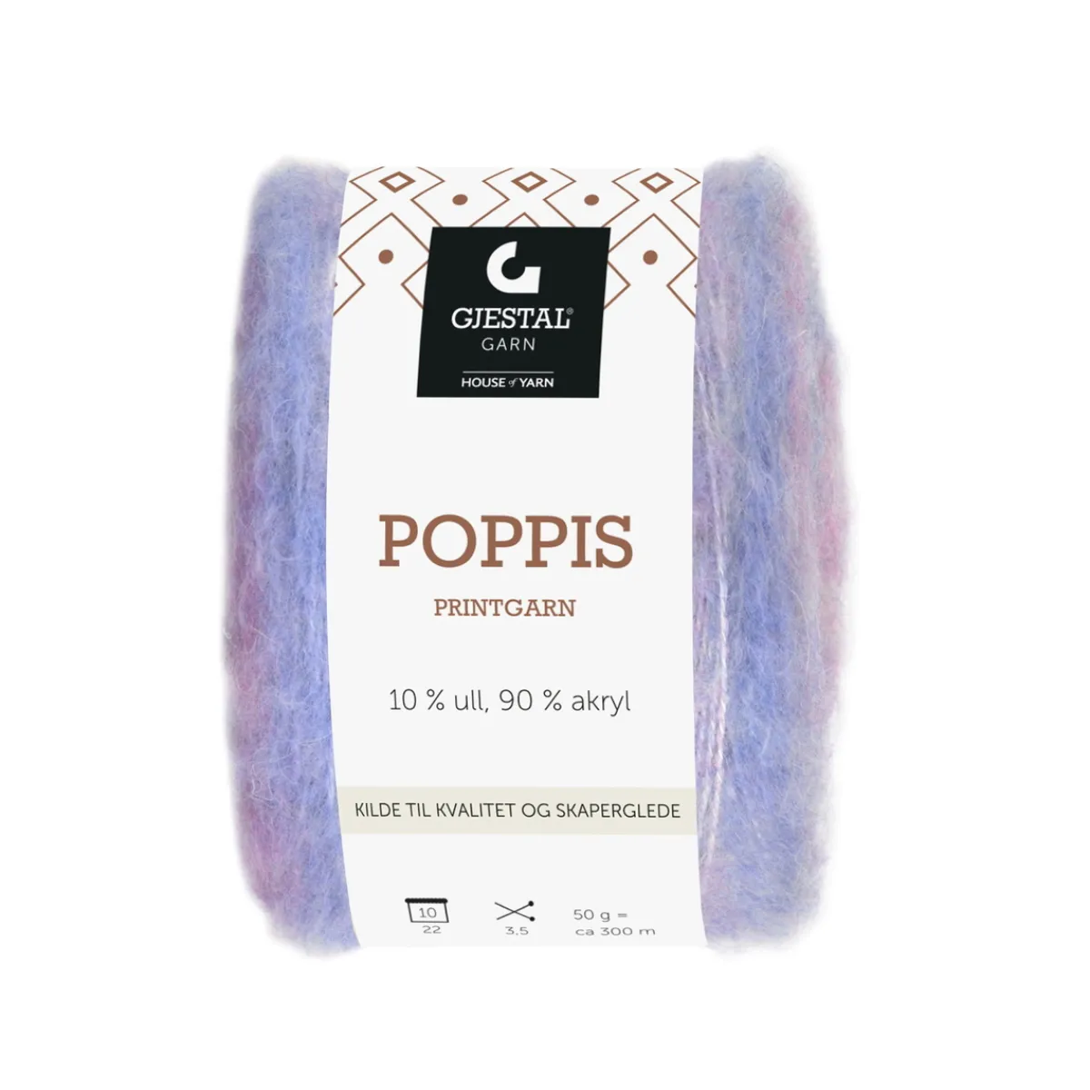House of Yarn Gjestal Garn Poppis printgarn 50 g blå/mint – graderat garn