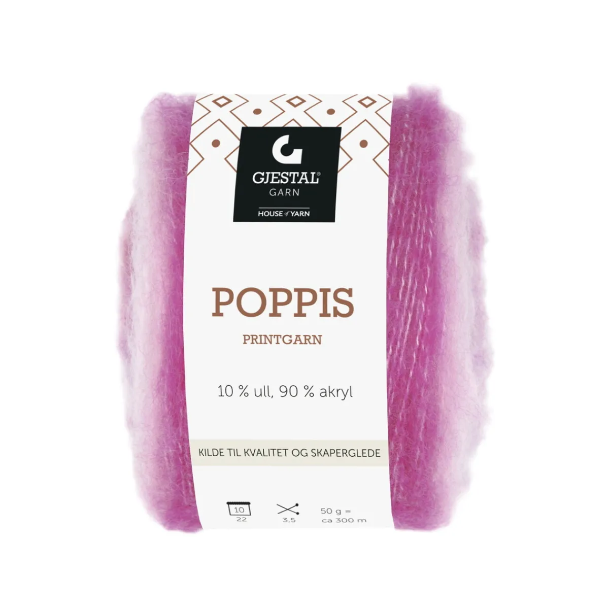 House of Yarn Gjestal Garn Poppis printgarn 50 g orange – graderat garn