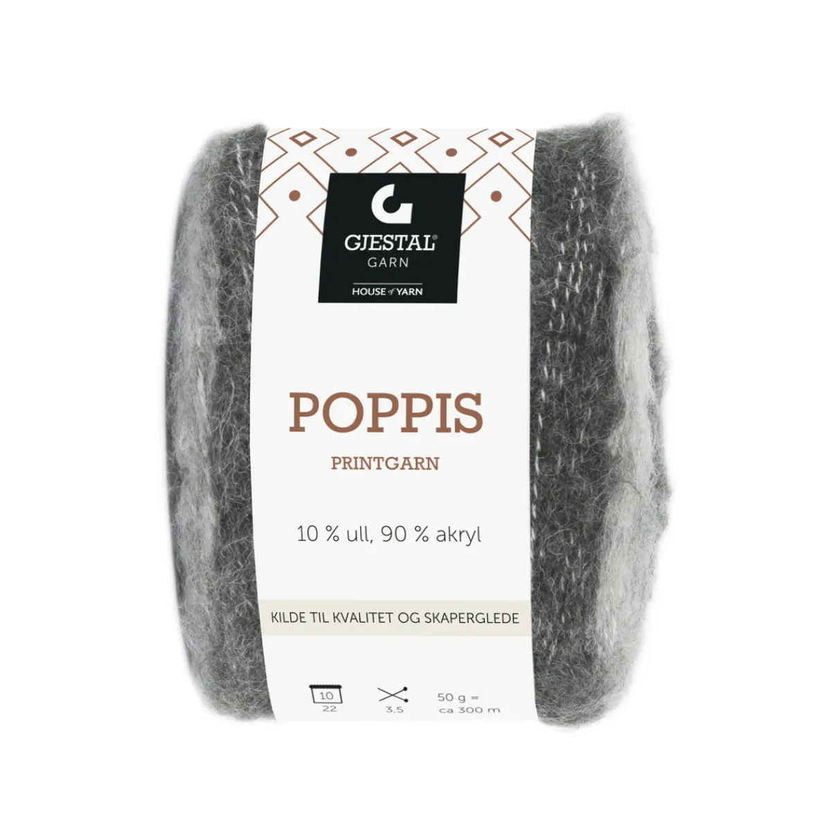 House of Yarn Gjestal Garn Poppis printgarn 50 g grå – graderat garn | Blandgarner