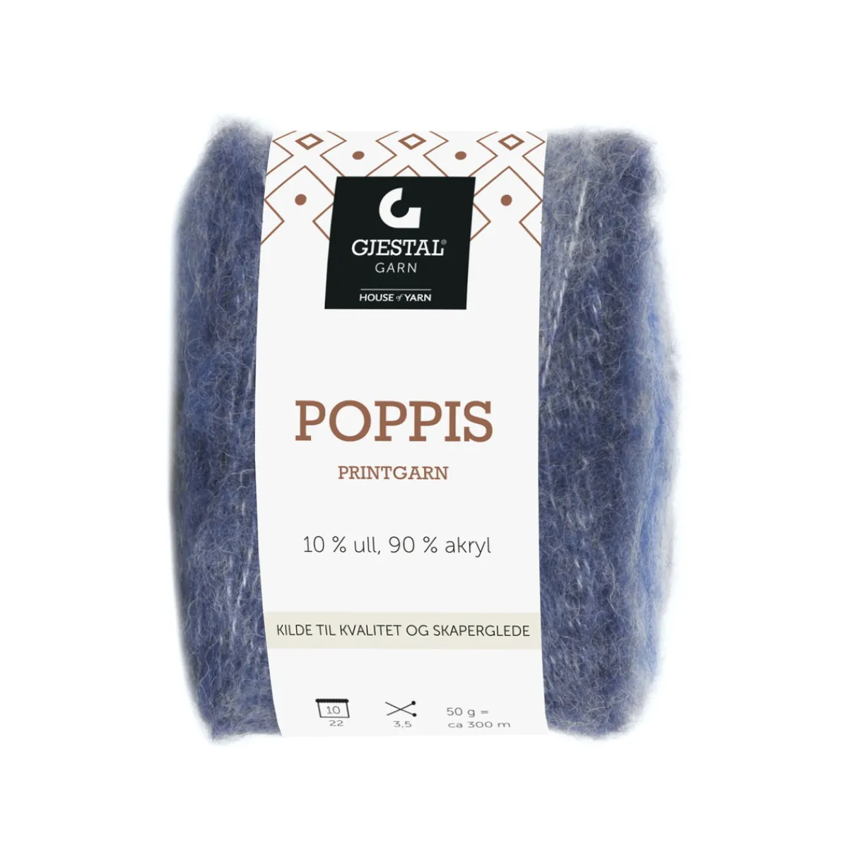 House of Yarn Gjestal Garn Poppis printgarn 50 g ljusrosa – graderat garn
