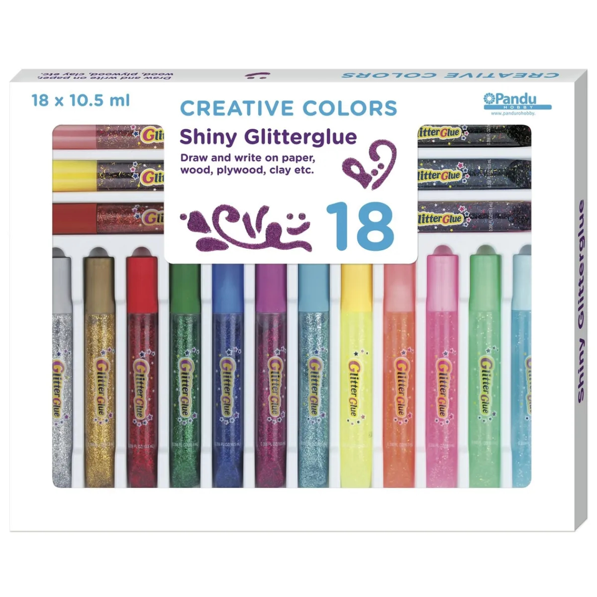 Creative Colors Glitterglue 18-pack 10,5 ml | Barn Glitterlim