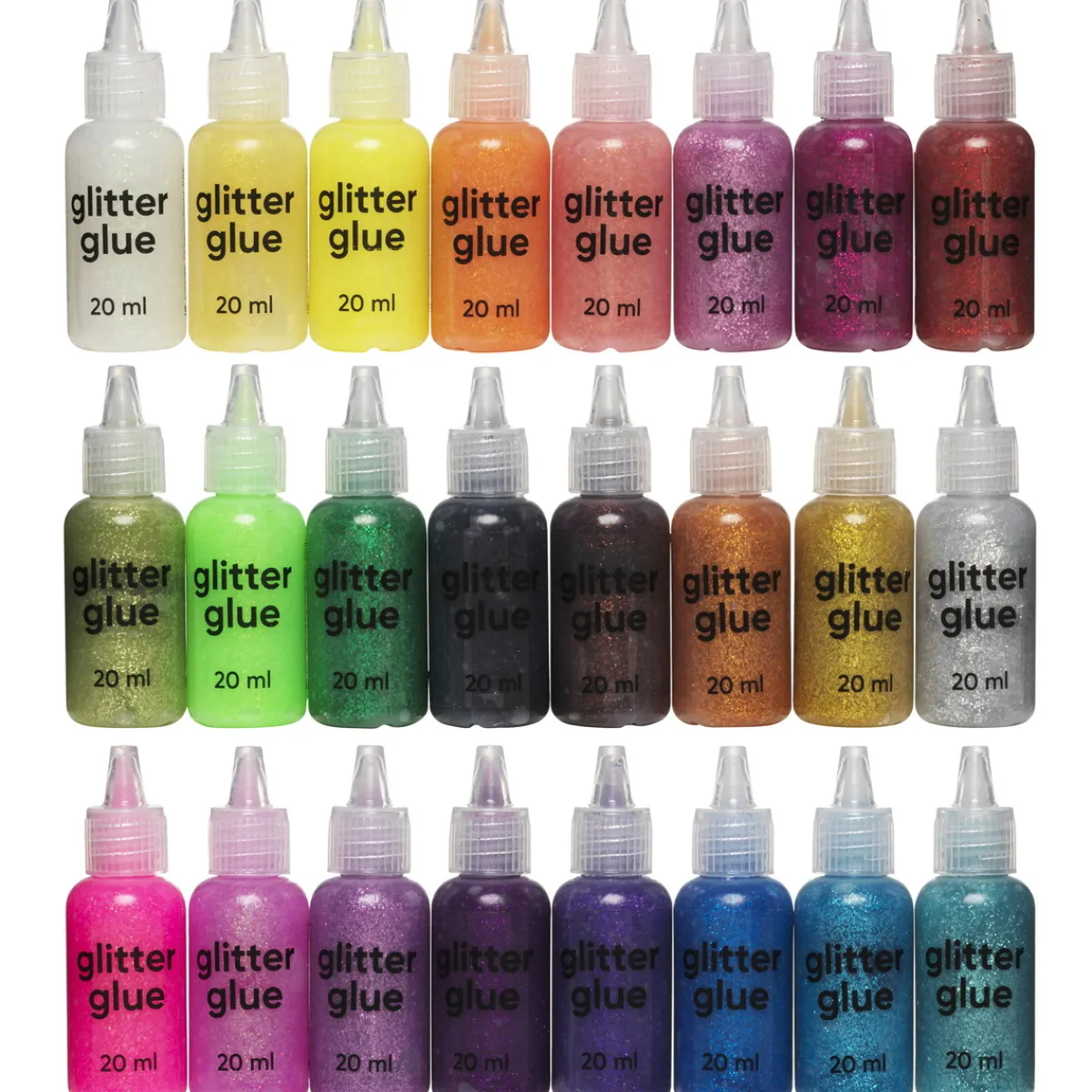 Panduro Hobby Glitterlim glitter glue i XL-set med 24 olika färger à 20 ml | Glitterlim
