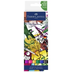 Faber-Castell Goldfaber Aqua Dual Marker Set Graffiti – 6 pennor med vilda färger | Tuschpennor & Markers