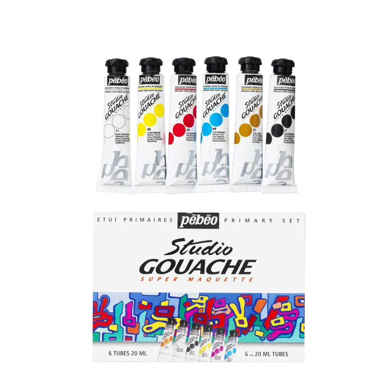 Pebeo Gouache set Primary 6x20 ml | Gouachefärger