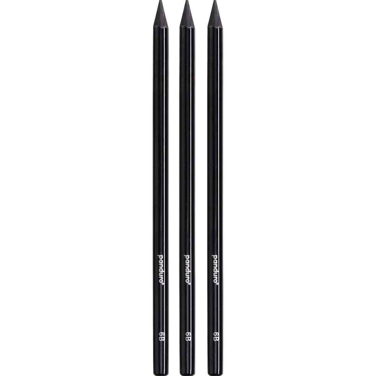 Panduro Hobby Grafitpennor 3-pack, solida skisspennor av grafit, hårdhetsgrad 6B