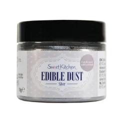 Sweet Kitchen 10 gram ätbart glitterpulver – silver | Pulverfärg