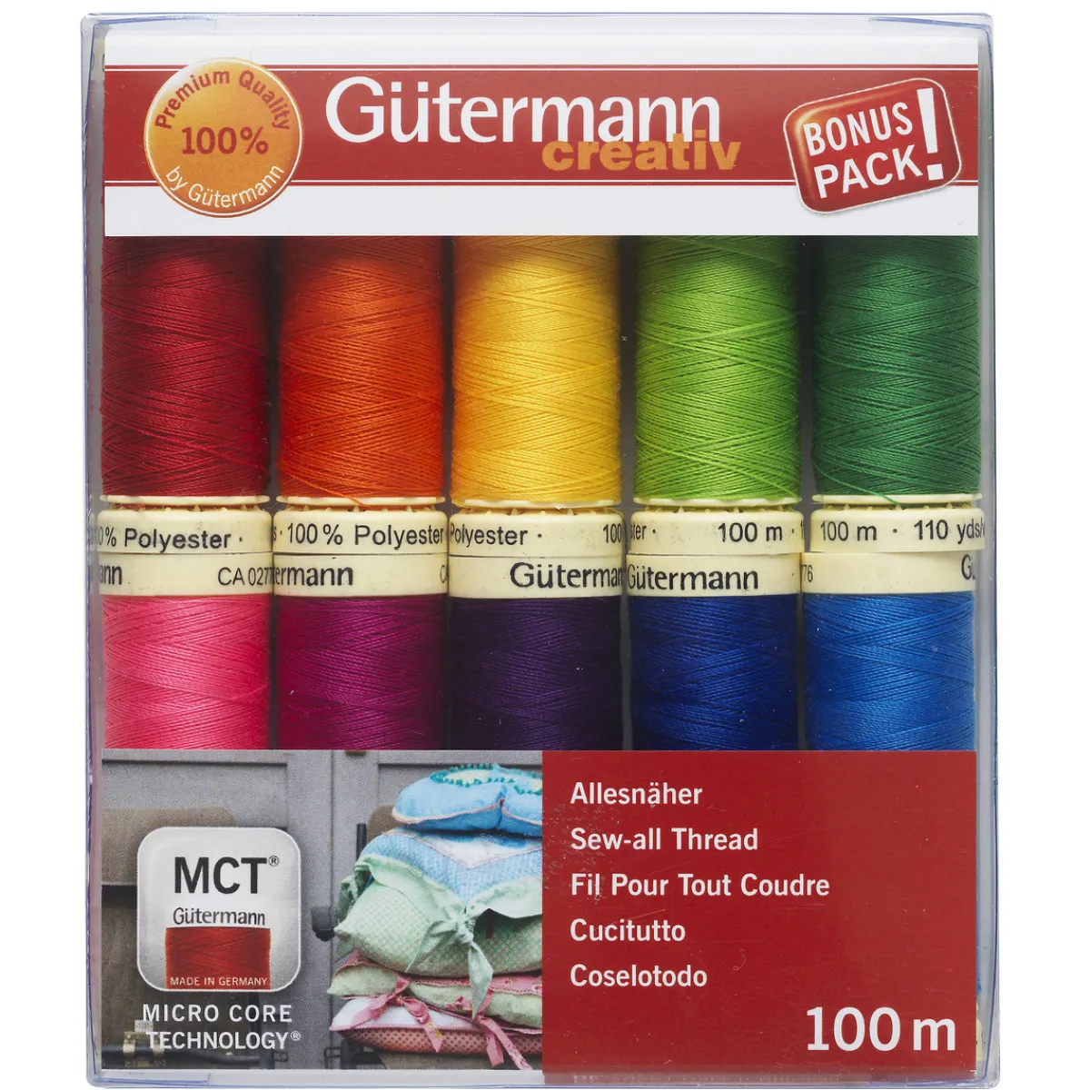 Gutermann Gütermann sytråd 10×100 m. 100% polyester, Bright | Sytråd