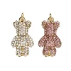 Panduro Jewellery 2 guldfärgade hängen charms, björnar med rosa & transparent strass, 2,5×1,3×0,5 cm | Metallhängen