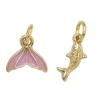 Panduro Jewellery Guldfärgade hängen charms, fisk med strass 6×12 mm, rosa sjöjungfru fena 12×8 mm | Metallhängen