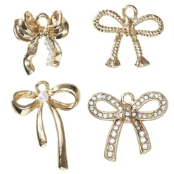 Panduro Jewellery Guldfärgade hängen / charms 4 olika rosetter med pärlor & strass