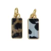 Panduro Jewellery Guldfärgade hängen charms, rektanglar med motiv av leopard- & kopäls 7×13 mm